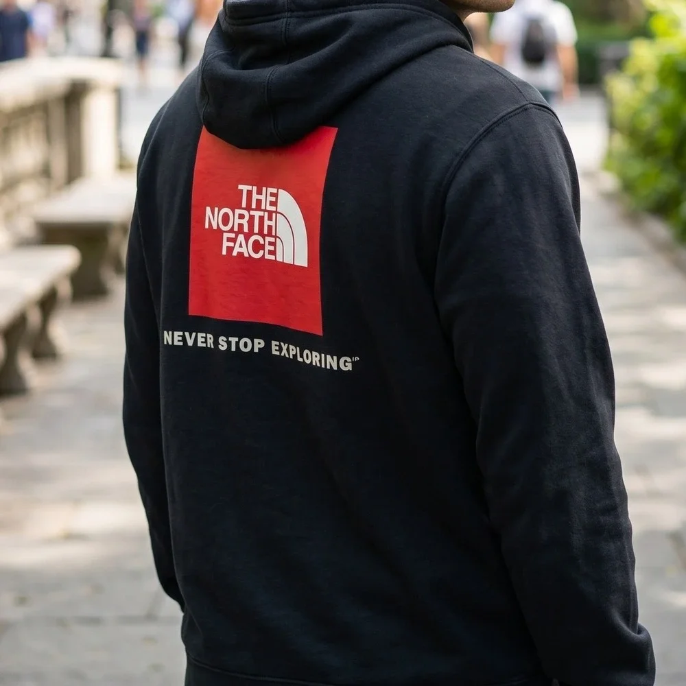 The North Face Mens Black Red Box Logo Never Stop Exploring Pullover Hoodie‎ XXL